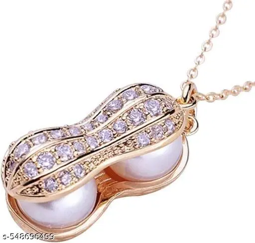 Trendy Pearl Peanut Pendant Necklace Chain for Women & Girls