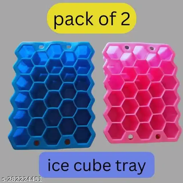 Silicone Ice Cube Mould, Blue & Pink, Pack of 2