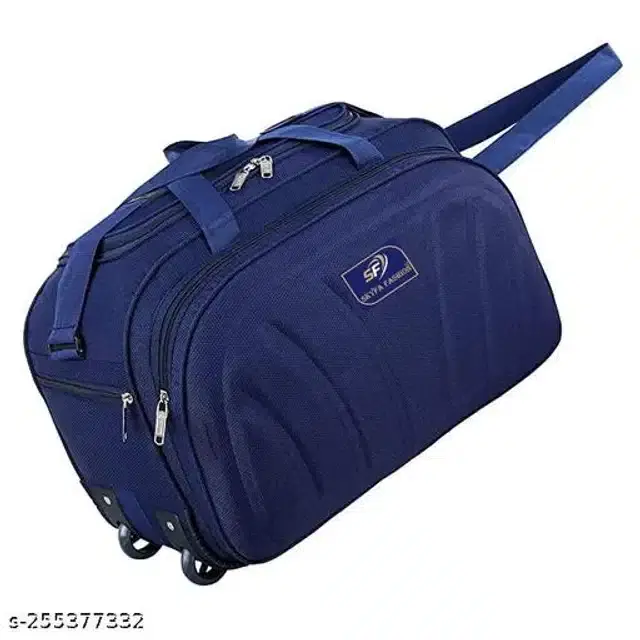 Nylon Strolley Duffel Bag, Navy Blue, 60 L