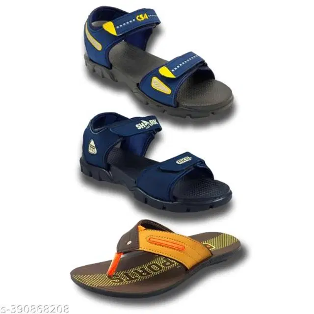 Sandals with Flipflop for Men, Pack of 3 (Multicolor, 6)