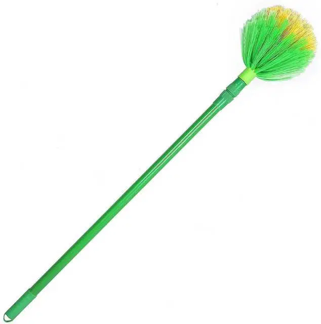 Ceiling Jala Cobweb Cleaning Broom With Magic Colorful Microfiber Static Duster, Green