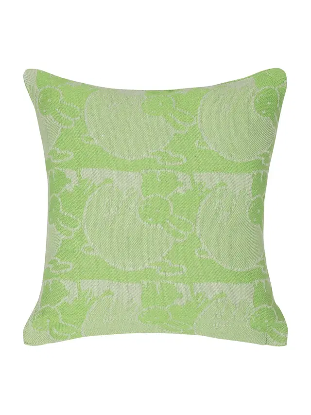 Cotton Cushion Cover, Green, 12x12 inches