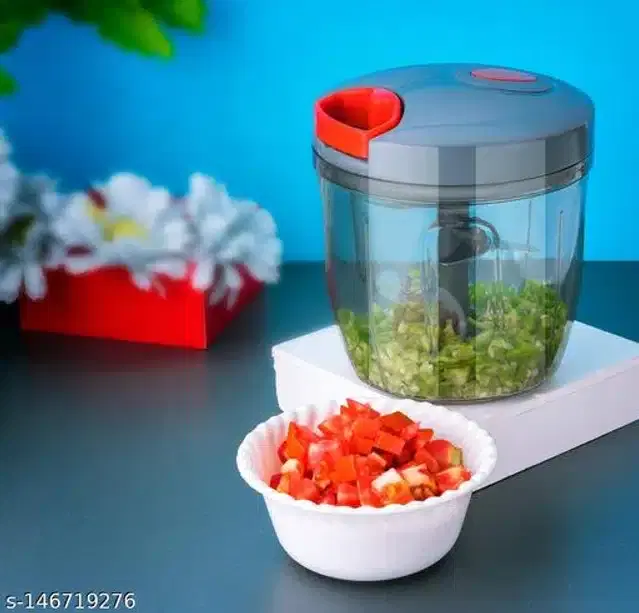 Plastic Vegetable Chopper, Blue, 1000 ml