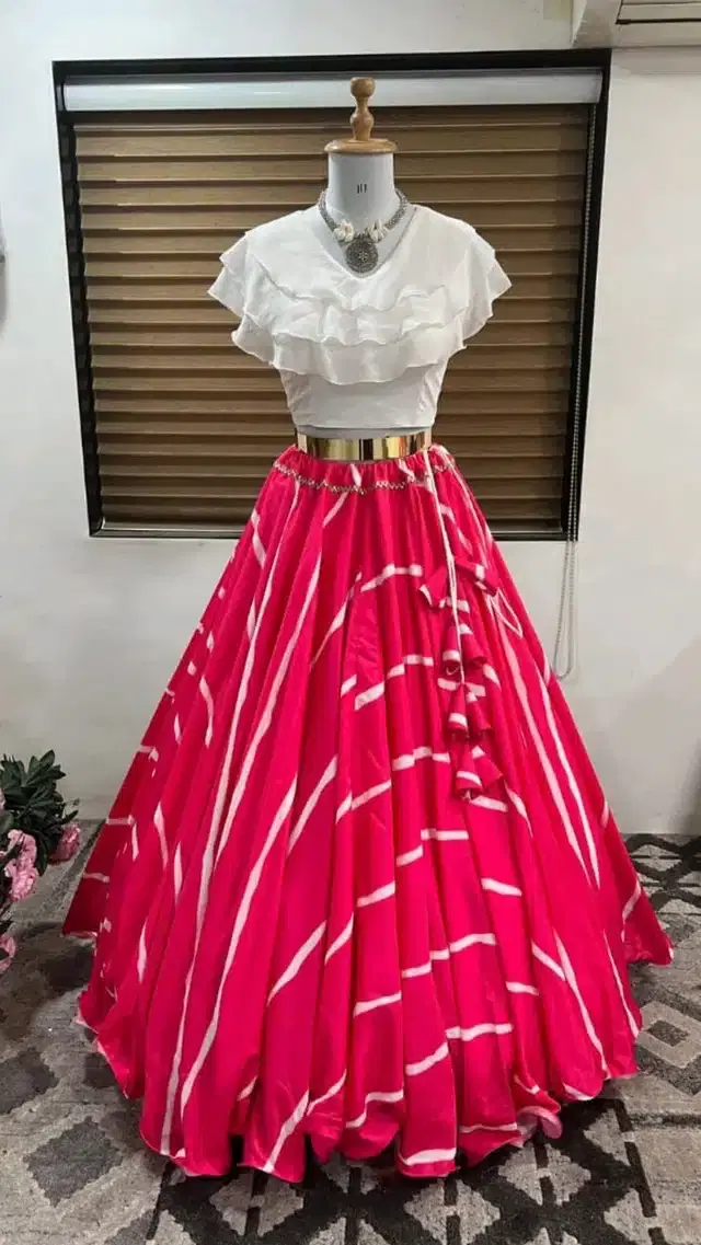 Ready to Wear Lehenga Choli for Women (Pink, XS)