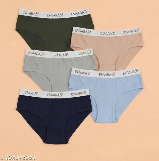 Evaara Pack of 5 Cotton Hipster Briefs for Women (Green, XS)