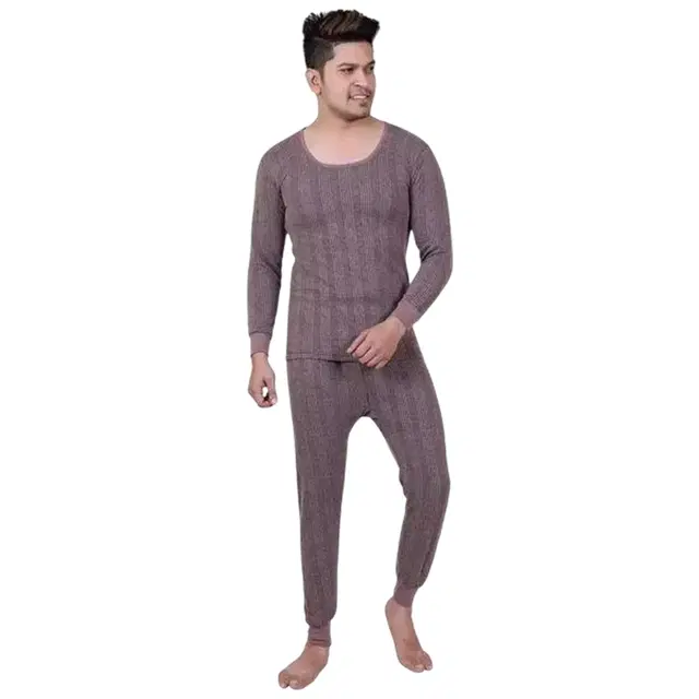Cotton blend topwear thermal for men, Brown (XXL)