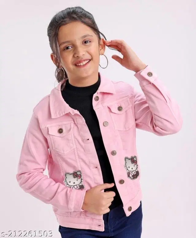 Cotton Jacket for Girls (Pink, 4-5 Years)