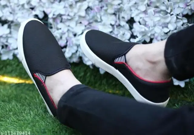 Loafers for Men (Red & Black, 8)