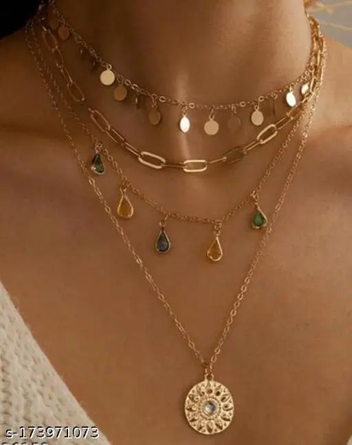 Trendy Urbanic Layered Minimal Necklace With Stone for Girls And Women