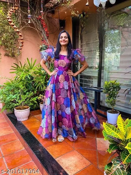Everyday Party Gown for Women (Multicolor, S)