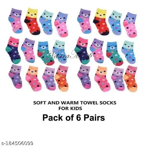 Woolen Socks for Kids, Set of 6 (Multicolor, 0-3 Months)