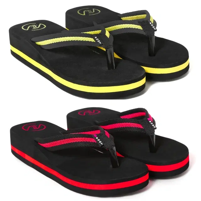 Flip-Flops for Women, Pack of 2 (Multicolor, 5)