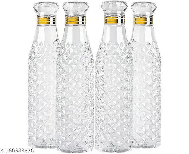 Plastic Water Bottles Set, Pack of 4, White, 1000 ml