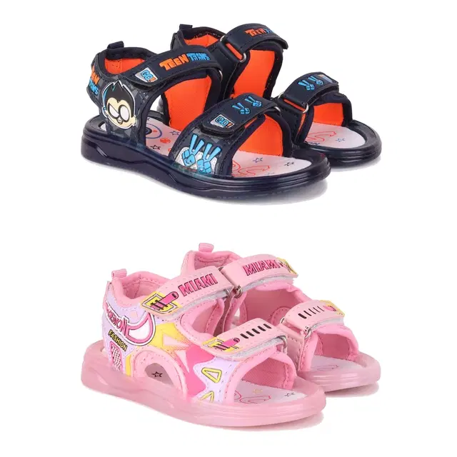 Sandals for Kids, Pack of 2 (Multicolor, 8 C)