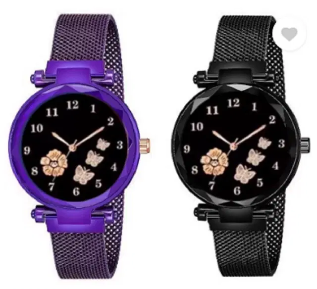 Analog Watch for Women & Girls, Pack of 2 (Multicolor)