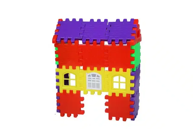Plastic Educational Big House 65 Pcs Building Blocks Toy Set for Kids, Multicolor