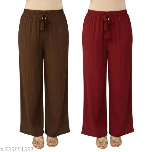 Palazzos for Women, Pack of 2 (Multicolor, S)