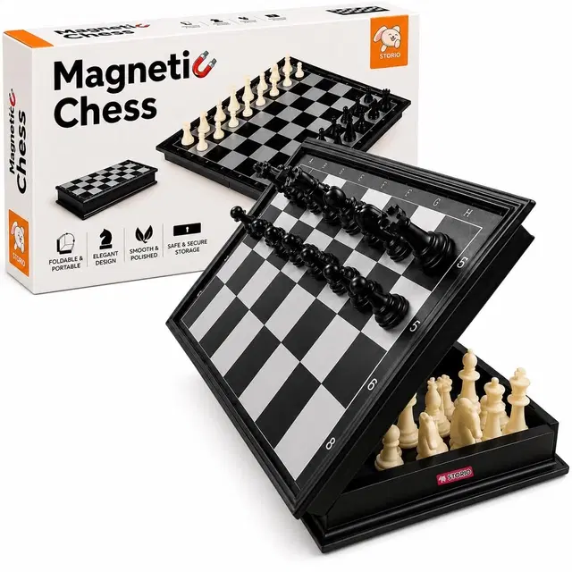 Storio Magnetic Folding Chess Board Game Set
