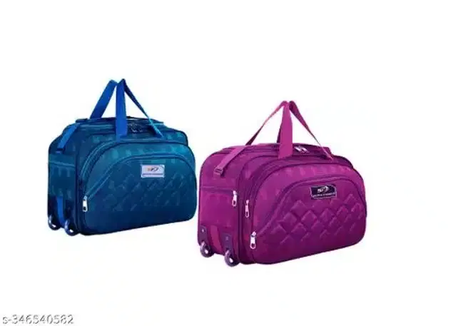 Polyester Strolley Duffel Bag, Teal & Purple, 65 L, Pack of 2