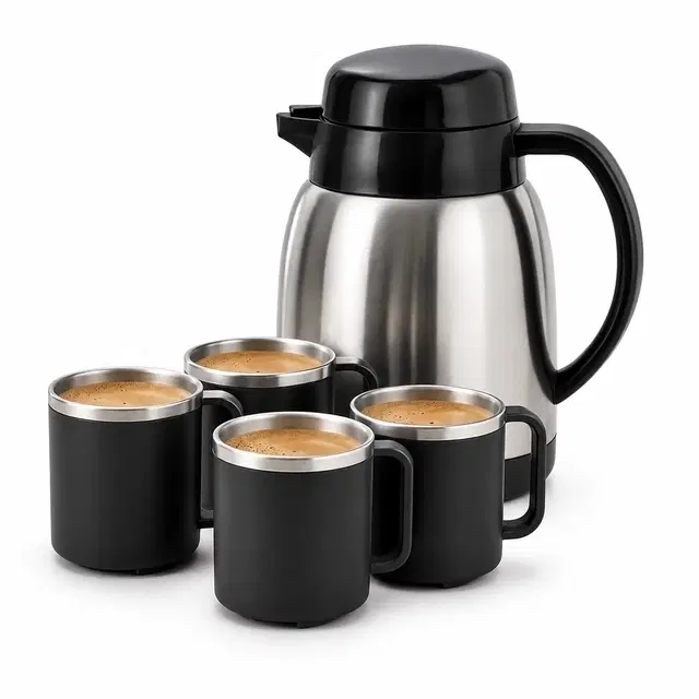 Basik Stainless Steel Lunar Kettle Jug With 4 Cups,  0.49 L, Pack Of 5