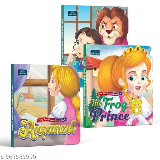 BOOKFORD Fairy Tale Shaped Board Book |Beauty and the Beast, Rapunzel, and The Frog Prince | for kids | fairy tales for kids | board book | story book | (Set of 3)