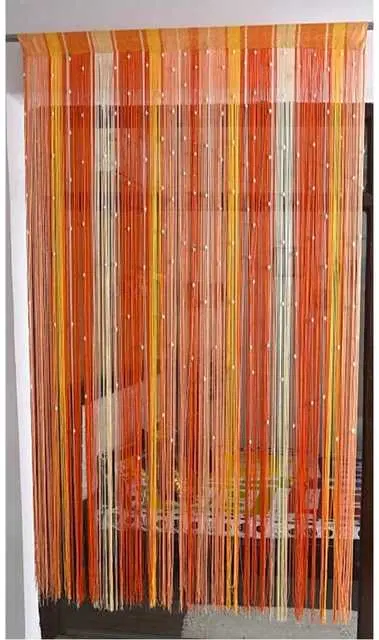 WI Heart String Single Piece Curtain, 4.5 ft X 6.5 ft, Orange