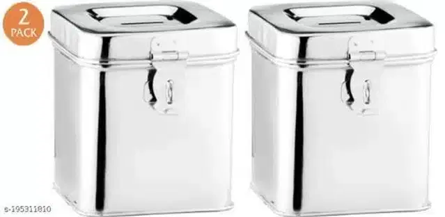 Stainless Steel Money Bank, Silver, Pack of 2