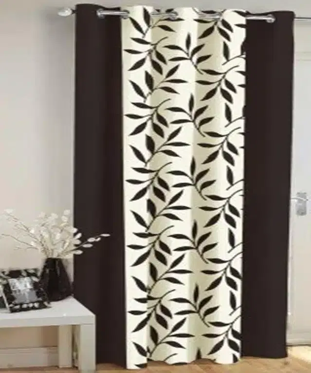 Polyester Printed Door & Window Curtains, Black, 5 feet