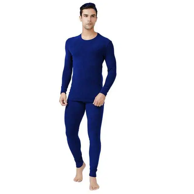Solid Men Thermal Top & Bottom Set (Blue, 90) (FE-32)