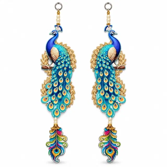 Peacock Design Door Hanging Latkal, Set Of 2