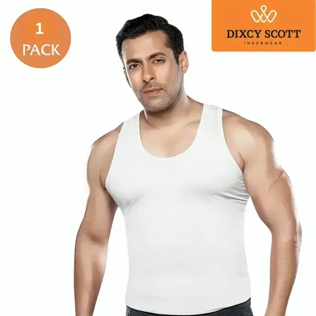 Dixcy Scott Josh Cotton Solid Vest for Men, White (85)