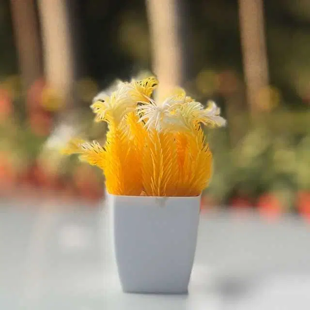 Duli Natural Looking Artificial Flower Pot For Home Decoration, Yellow, D-23