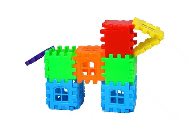 Plastic Educational Big House 65 Pcs Building Blocks Toy Set for Kids, Multicolor
