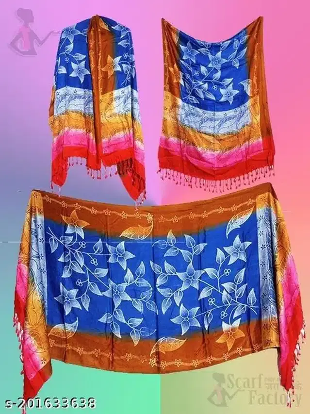 Satin Scarf for Women (Multicolor, 1.8 m)