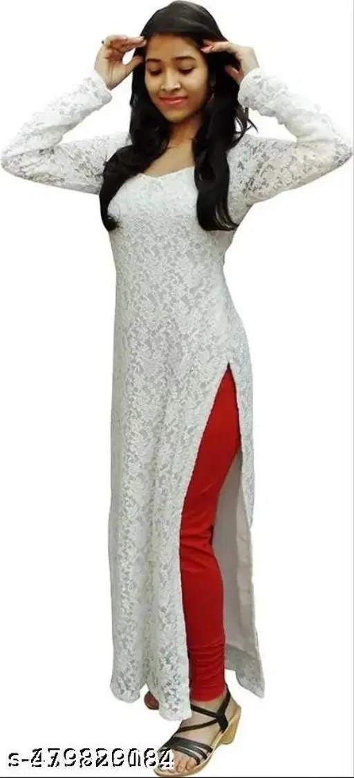 Net Kurti for Women,  White  (S)