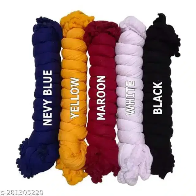 Dupatta for Women, Pack of 5 (Multicolor, 2 m)