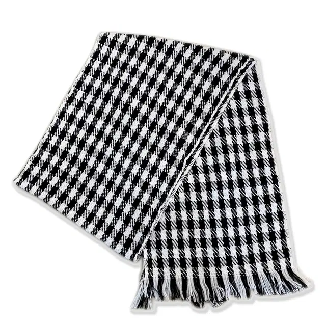 Woolen Checked Muffler for Men & Women (White & Black)
