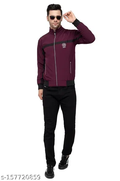 PU Jacket for Men (Wine, M)