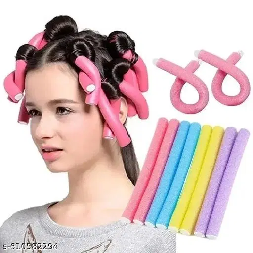 Hair Curling Flexi Rods 10 Pieces Magical Hair Foam Rollers Soft Twist Curler Rods for Your Hair Without Heat Hair Bendy Styling Curly Hairstyle Sticks Hair Pin Combo Pack of 10 Pcs