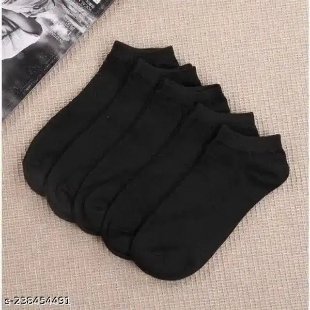 Cotton Socks for Men, Set of 5 (Black)