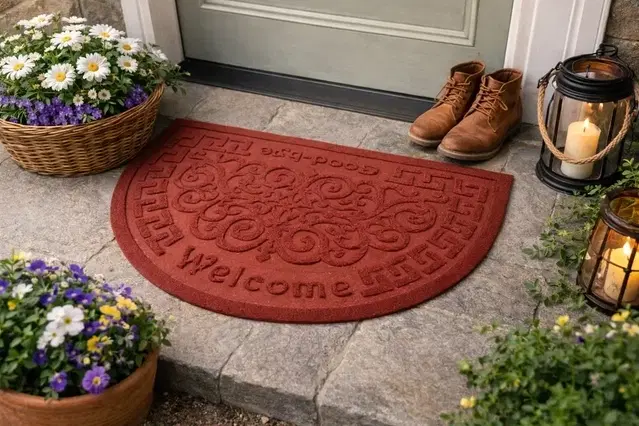 Welcome Felt D Shape Doormat Maroon37*57