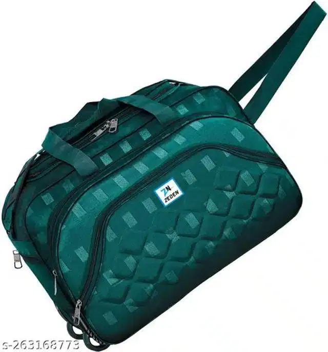 Polyester Strolley Duffel Bag, Teal, 40 L