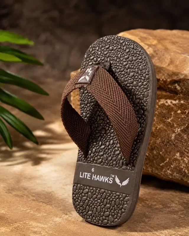 Solid Mens Flipflops & Slippers (Brown, 8)