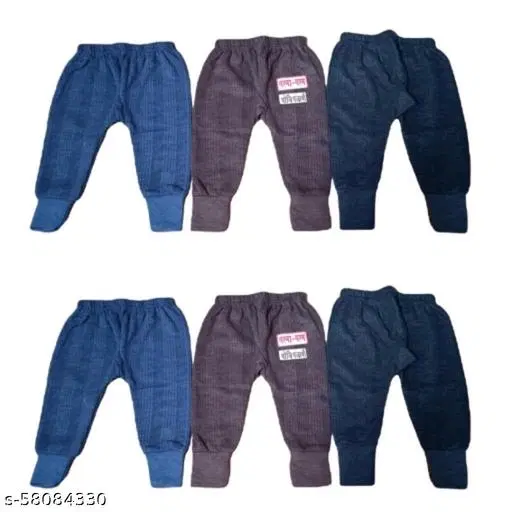 Woolen Thermal Bottomwear for Kids, Pack of 6 (Multicolor, 0-3 Months)