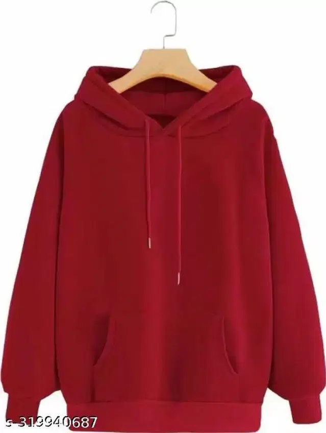 Fleece Hoodie for Women (Maroon, S)