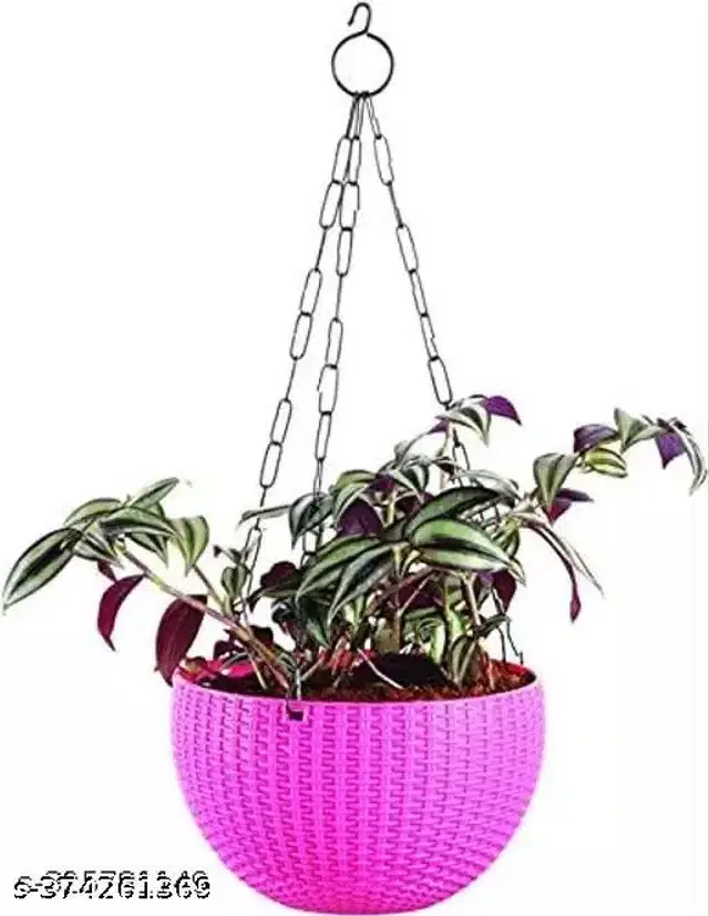 Hanging Flower Pots with Metal Chain, Pink
