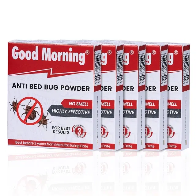 Good Morning Bed Bug Killer Powder Concentrate | Fast Knockdown Formula For Bed Bugs, Eggs &amp; Hidden Infestations | Long-Lasting, Highly Effective Home Pest Control Solution (Pack Of 5)
