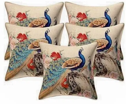 Jute Cushion Covers, Beige, 16x16 inches, Pack of 5