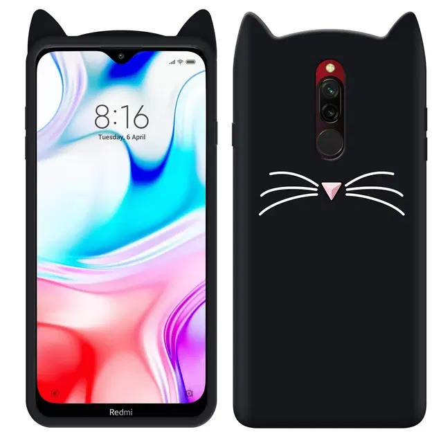 Rubber Mobile Back Cover for Mi Redmi 8A (Black)