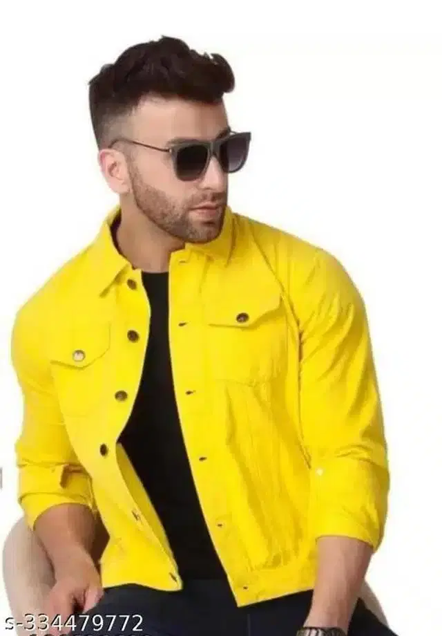 Full Sleeves Jacket for Men (Yellow, L)